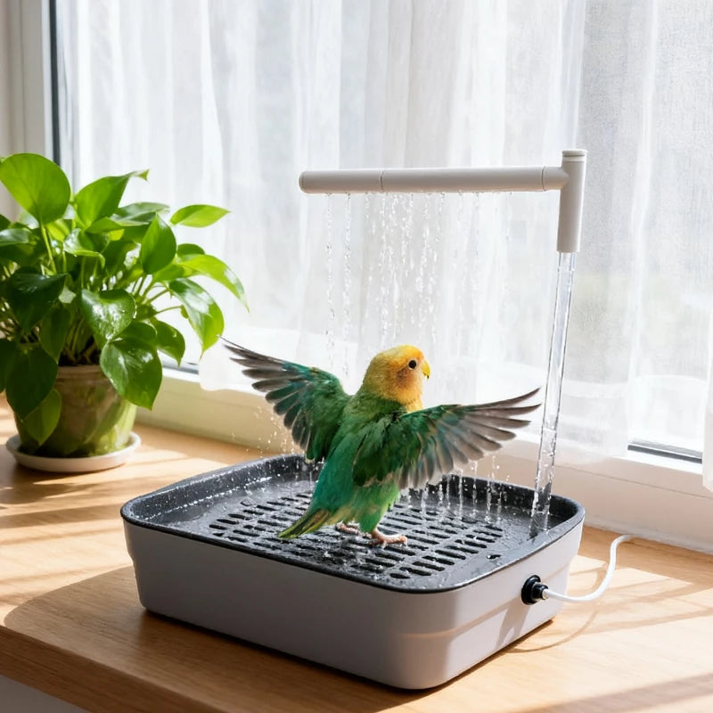 Transform Your Parrots' Bathing Experience with the Automatic Circulating Bird Shower Basin
