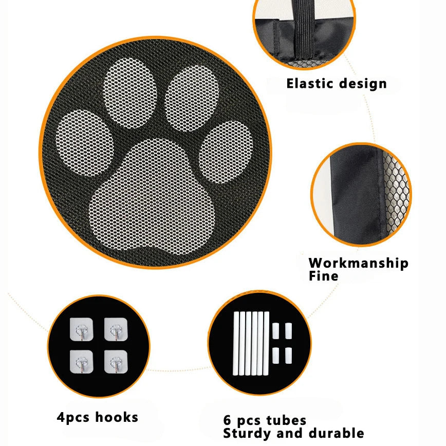 Premium Dog Gate Mesh with 4 Durable Hooks - Versatile Safety Enclosure for Indoor and Outdoor Use