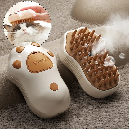 3-in-1 Electric Pet Grooming Brush with Steam Spray - Effortless Cat & Dog Hair Removal and Massage Comb