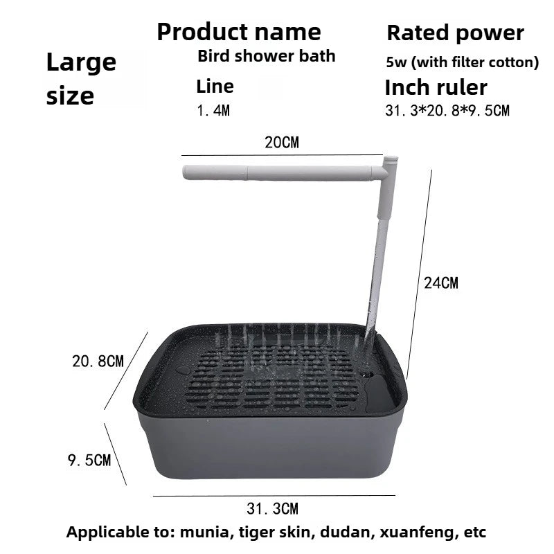 Elevate Your Parrots' Bathing Experience with Our Innovative Automatic Circulating Bird Shower Basin