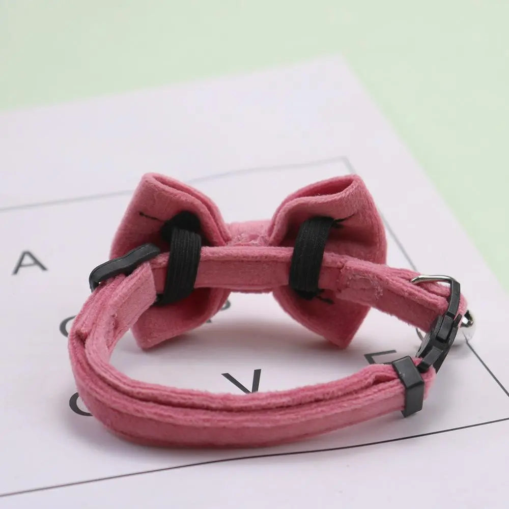 Charming Adjustable Pet Collar with Bell - Adorable Bowknot Design & Safety Buckle for Small Dogs & Cats
