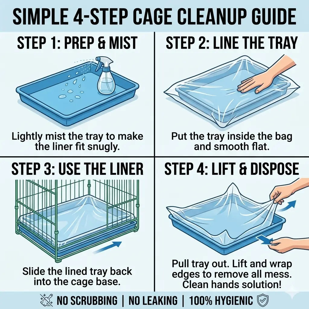 100 Pack Heavy Duty Clear Bird Cage Liner Bags – Premium Leak-Proof Disposable Liners for Easy Cleanup of Parrots, Rabbits, Guinea Pigs, and Small Pets