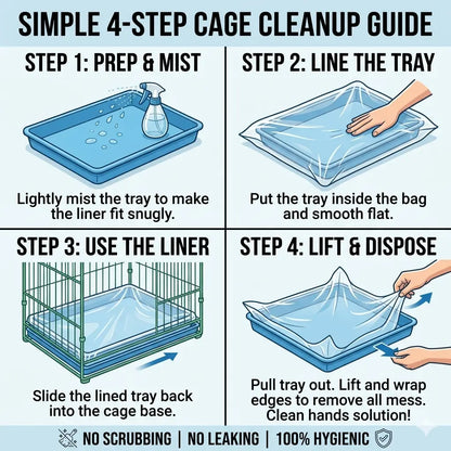 100 Pack Heavy Duty Clear Bird Cage Liner Bags – Premium Leak-Proof Disposable Liners for Easy Cleanup of Parrots, Rabbits, Guinea Pigs, and Small Pets