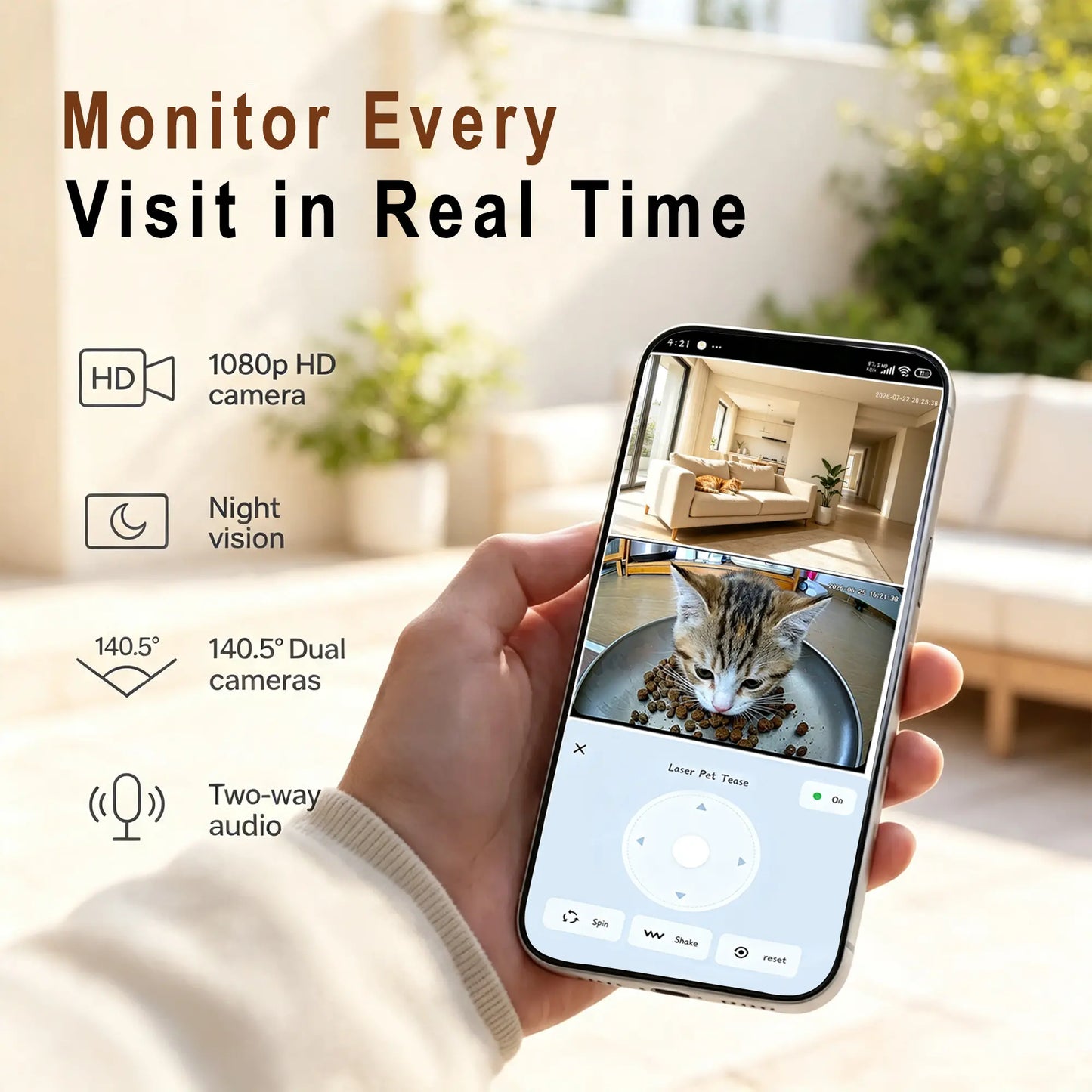 Revolutionize Your Cat's Mealtime with the Taleboss Automatic Feeder - 5L Capacity, HD Camera, Laser Toy & App Control!