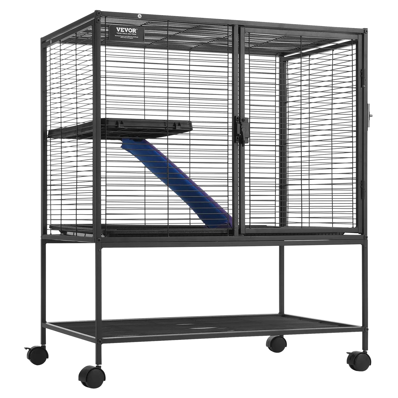 Discover the Vevor 36" Rolling Metal Mesh Ferret Enclosure - A Spacious 2-Tier Critter Cage with Ramps and Easy Mobility for Your Beloved Pets!
