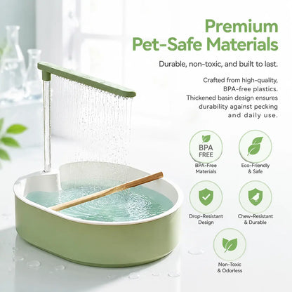 Deluxe Automatic Bird Bath Fountain for Medium Parrots - Relaxing Rain Shower with Secure Wooden Perch and Automated Water Circulation