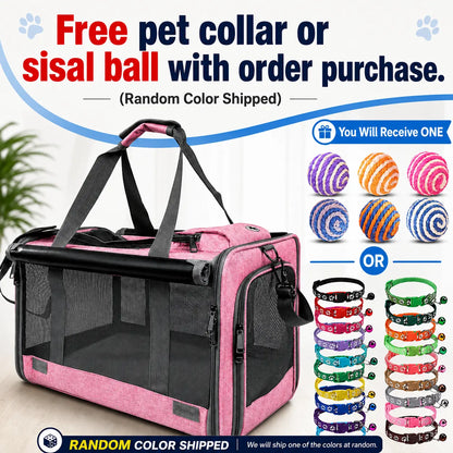 Ultimate Comfort and Style: Airline Approved Soft-Sided Pet Carrier for Medium/Large Cats and Small Dogs - Lightweight, Foldable, and Available in Pink or Blue
