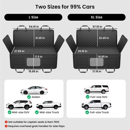Premium Dog Car Seat Covers for Large Dogs - Spacious, Waterproof, and Safe for Calmer Rides with 450 Lb Anti-Collapse Honeycomb Base - Includes 1300 GSM Car Drying Towel!