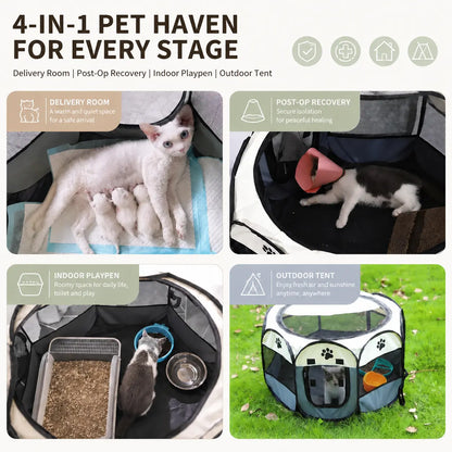 Ultimate Portable Pop-Up Pet Playpen for Small Dogs & Cats - Breathable Mesh & Durable Oxford Fabric for Indoor/Outdoor Fun with Convenient Carry Bag (Perfect for Rabbits)