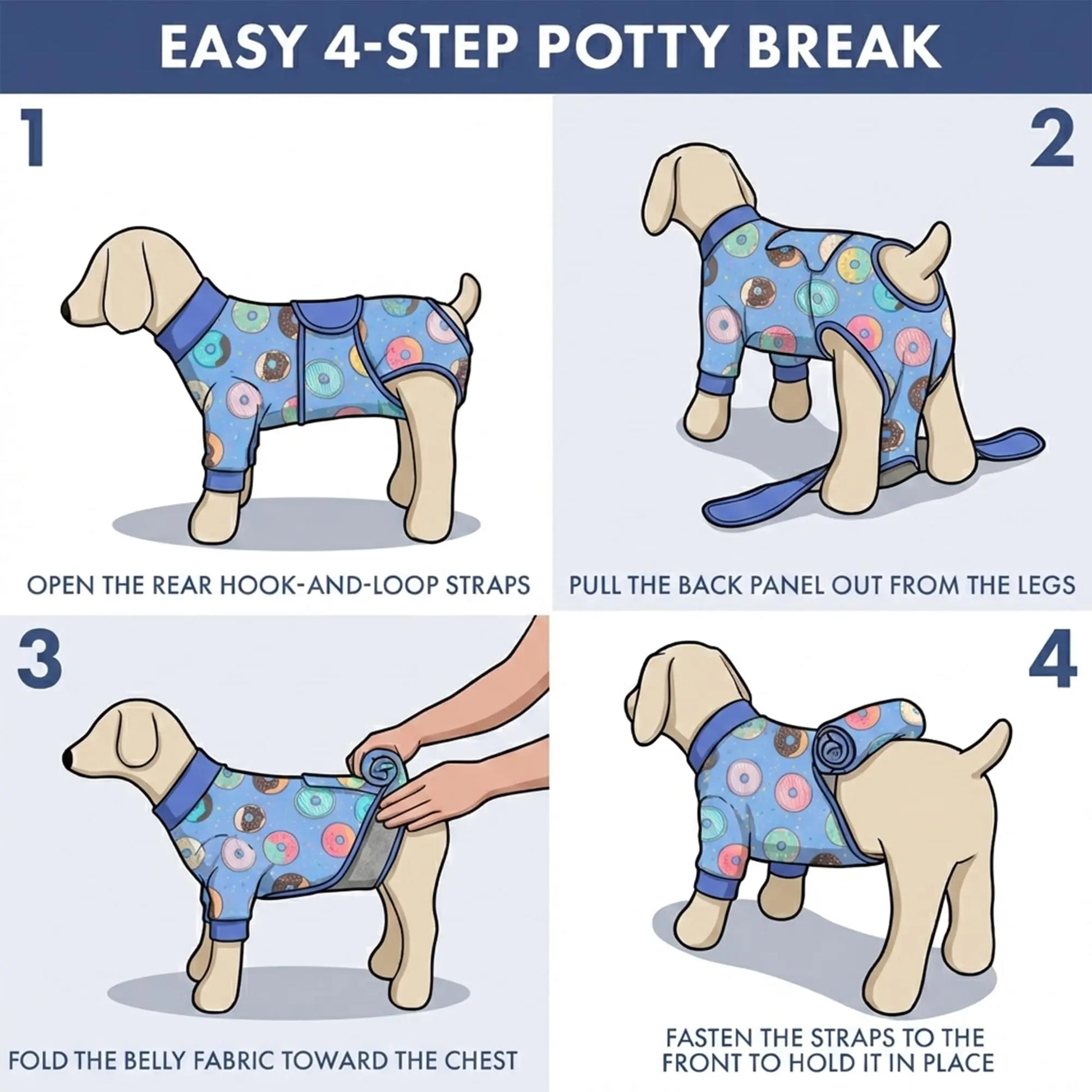 Spark Paws Dog Surgery Recovery Suit - The Ultimate Comfort Solution for Post-Surgery Pets, Soft Anti-Lick Onesie for Spay/Neuter Recovery - Donuts - Size S