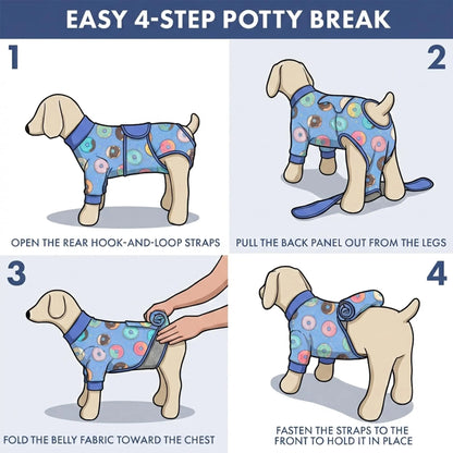 Spark Paws Dog Surgery Recovery Suit - The Ultimate Comfort Solution for Post-Surgery Pets, Soft Anti-Lick Onesie for Spay/Neuter Recovery - Donuts - Size S