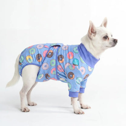 Spark Paws Dog Surgery Recovery Suit - The Ultimate Comfort Solution for Post-Surgery Pets, Soft Anti-Lick Onesie for Spay/Neuter Recovery - Donuts - Size S