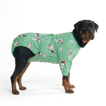Spark Paws Dog Surgery Recovery Suit - The Ultimate Comfort Solution for Post-Surgery Pets, Soft Anti-Lick Onesie for Spay/Neuter Recovery - Donuts - Size S