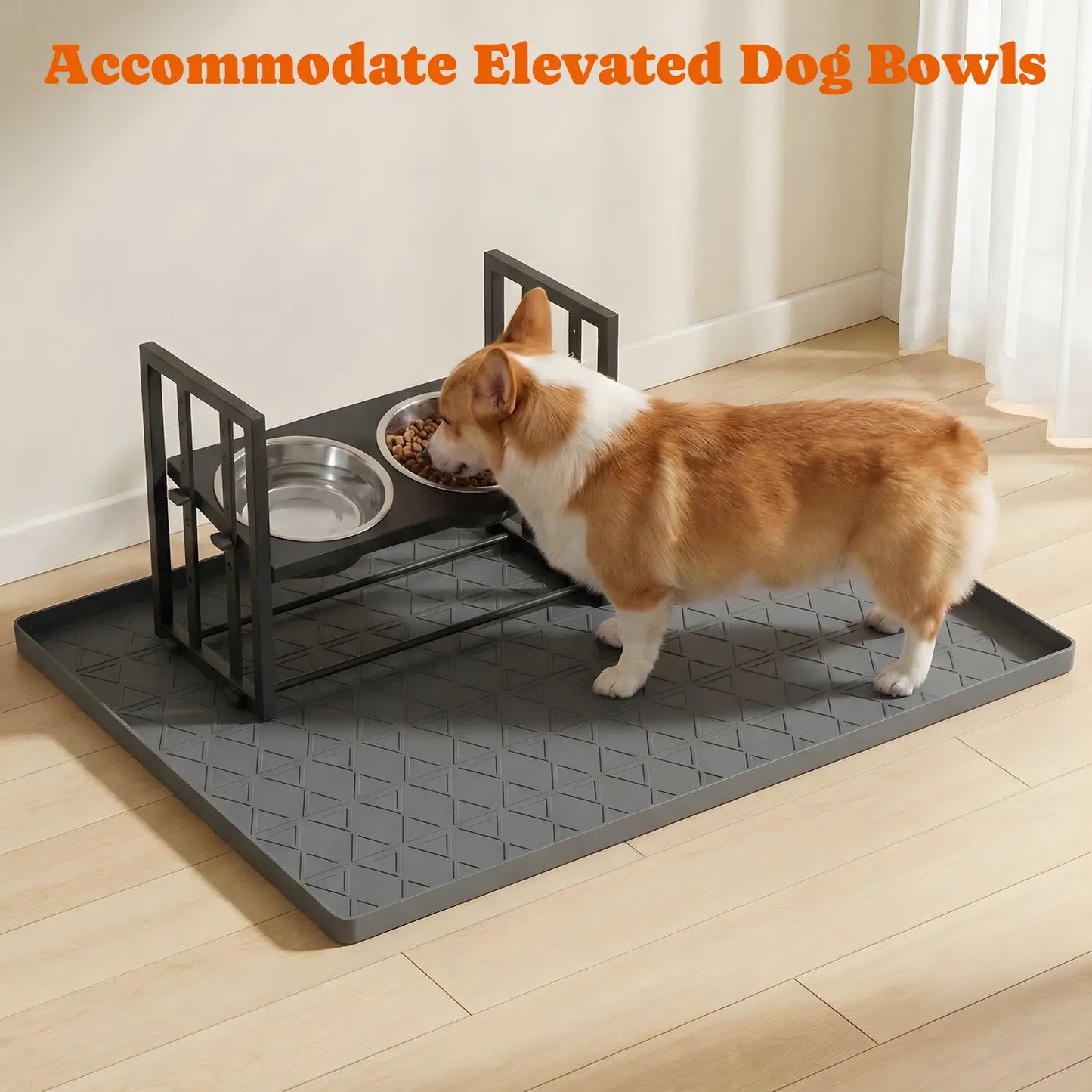Pawtners 2-Pack Large Silicone Dog Feeding Mat - Waterproof, Non-Slip, Easy-Clean Design with Raised Edges for Ultimate Floor Protection