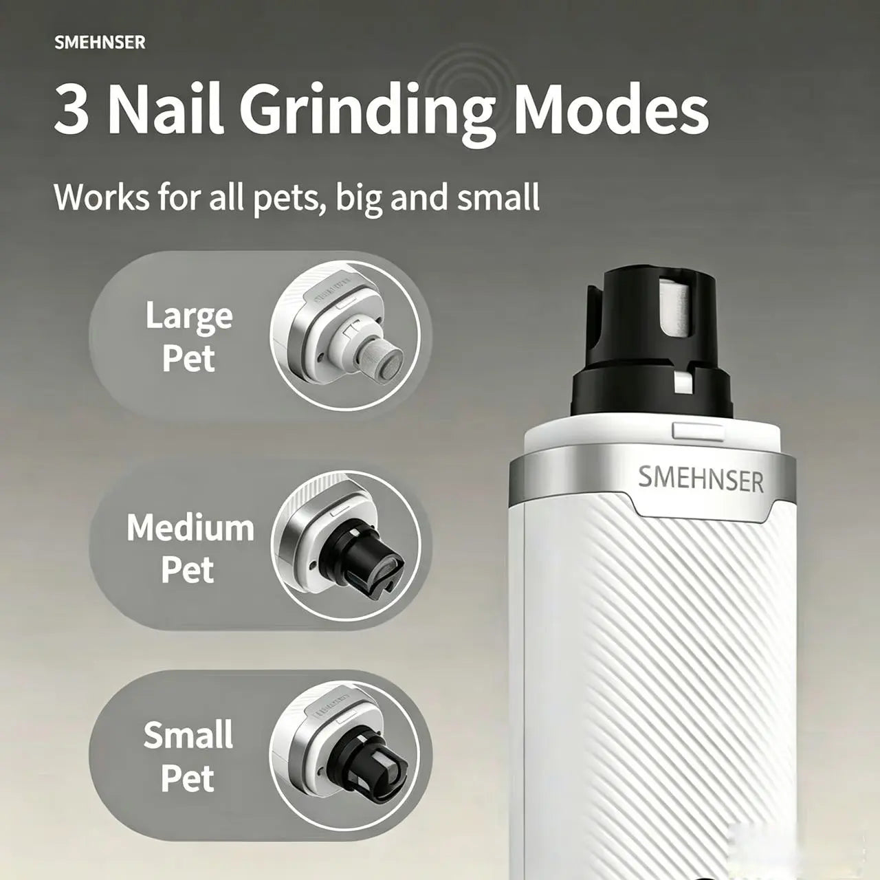 Whisper Quiet Low Noise Dog Nail Grinder - Electric Trimmer with 2 LED Lights, 3 Adjustable Speeds, and 1500mAh Rechargeable Battery for Stress-Free Grooming of Dogs, Cats, and Rabbits