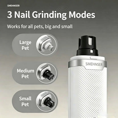 Whisper Quiet Low Noise Dog Nail Grinder - Electric Trimmer with 2 LED Lights, 3 Adjustable Speeds, and 1500mAh Rechargeable Battery for Stress-Free Grooming of Dogs, Cats, and Rabbits